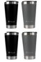 Kit 4 Copos Térmico Pullo Kippis 480ML Preto e Cinza
