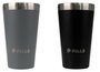 Kit com 2 Copos Térmicos Pullo Fun 480ML Preto e Cinza