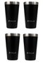 Kit com 4 Copos Térmicos Pullo Fun 480ML Preto