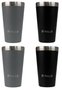Kit com 4 Copos Térmicos Pullo Fun 480ML Preto e Cinza