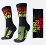Kit Corrida HUPI Meia Cano Médio 36-42 e Testeira Run Run Run Preto