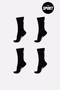 Kit HUPI 4 Pares de Meia Sport Preto Liso