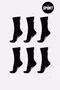 Kit HUPI 6 Pares de Meia Sport Preto Liso