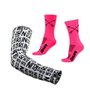 Kit Manguito HUPI Run Branco e Meia HUPI Flecha Rosa Neon