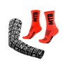 Kit Manguito HUPI Run Branco e Meia HUPI MTB 2 Laranja Neon