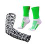 Kit Manguito HUPI Run Branco e Meia HUPI No Day Off Verde/Branco