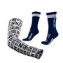 Kit Manguito HUPI Run Branco e Meia HUPI Sonhe Treine Alcance Azul/Branco