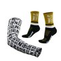 Kit Manguito HUPI Run Branco e Meia HUPI Wake Up Dourado/Preto