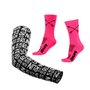 Kit Manguito HUPI Run Preto e Meia HUPI Flecha Rosa Neon