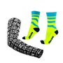 Kit Manguito HUPI Run Preto e Meia HUPI Raya Azul/amarelo
