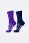 Kit Meia Hupi Corrida Ciclismo Com 02 Pares Roxo E Azul