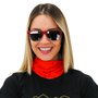 Kit pedal Óculos de Sol HUPI Brile Armação Vermelho/Cristal Lente Preta Espelhada e Bandana Melancia