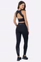 Legging Alto Giro Recortes Canelados Feminina Preta