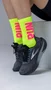 Meia de Corrida HUPI Run Amarelo Neon/Rosa