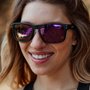 Óculos de Sol HUPI Cougar Armação Preto Lente Roxo Espelhado
