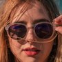 Óculos de Sol HUPI Dakar Armação Cristal Lente Roxo Espelhado