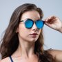 Óculos de Sol HUPI Shine Preto/Azul - Lente Azul Espelhado