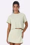 T-Shirt Alto Giro Aerodry Logo Feminina Amarelo Creme