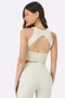Top Alto Giro Com Abertura nas Costas Feminino Amarelo Creme