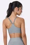 Top Alto Giro Nadador Elástico Feminino Cinza Sky