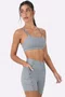 Top Alto Giro Nadador Elástico Feminino Cinza Sky