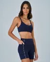 Top Nadador Elástico Personalizado Alto Giro Feminino Azul