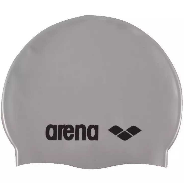 Touca de Natação Arena Classic Silicone Prata e Preto Touca de Natação Arena Classic Silicone Prata e Preto